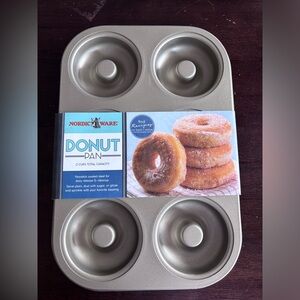 Nordic Ware 6 Cavity Nonstick Steel 2 Cup Capacity Donut Pan NEW